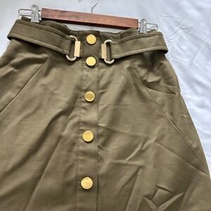 Michael Kors army green A line skirt with gold accents